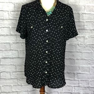 Loft Paw Print Utility Blouse - Large